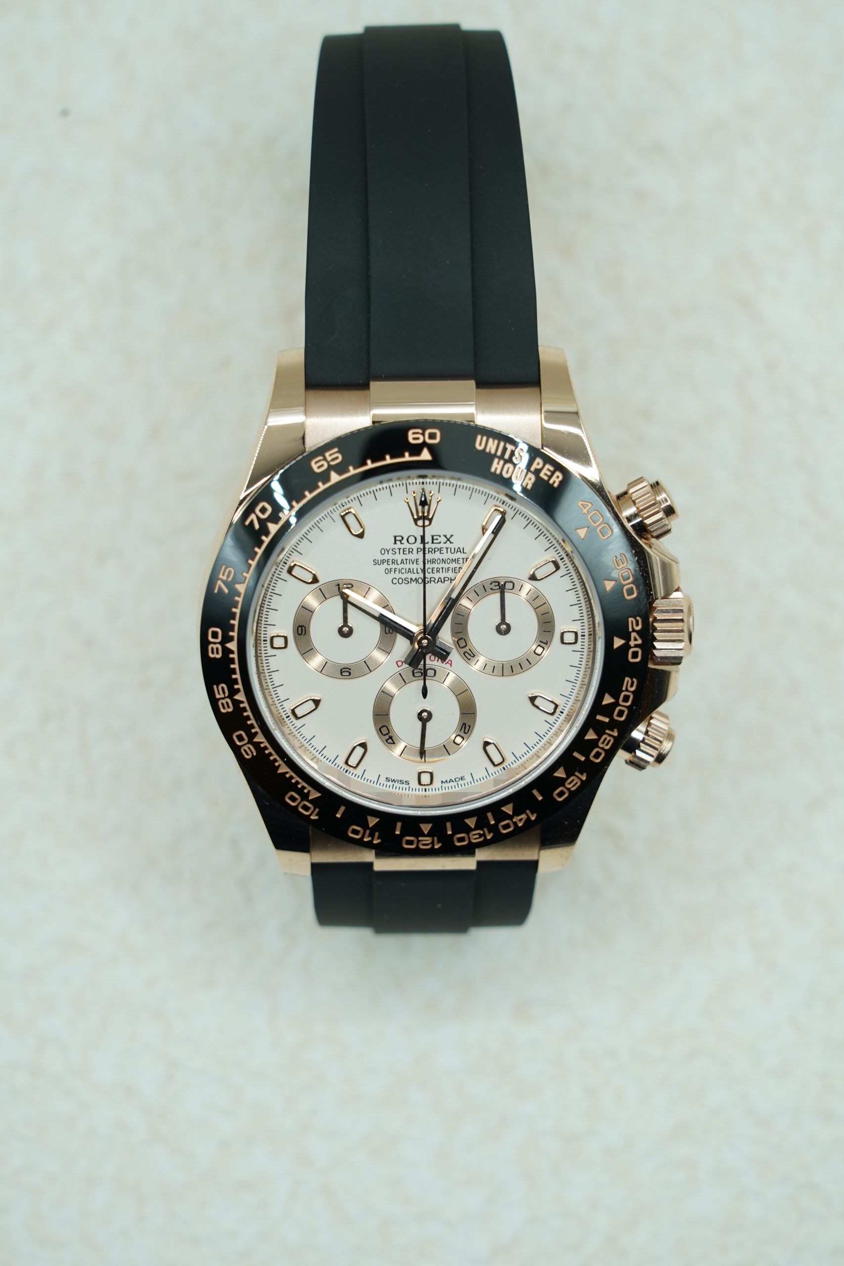 2023 Rolex Daytona Rose Gold Oysterflex White dial - Image 2