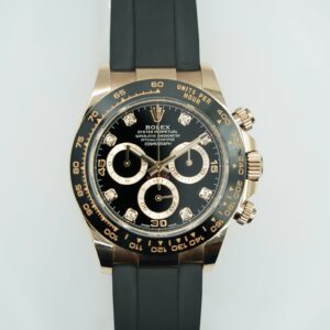2022 Rolex 40mm Daytona Black diamond rose gold oysterflex strap