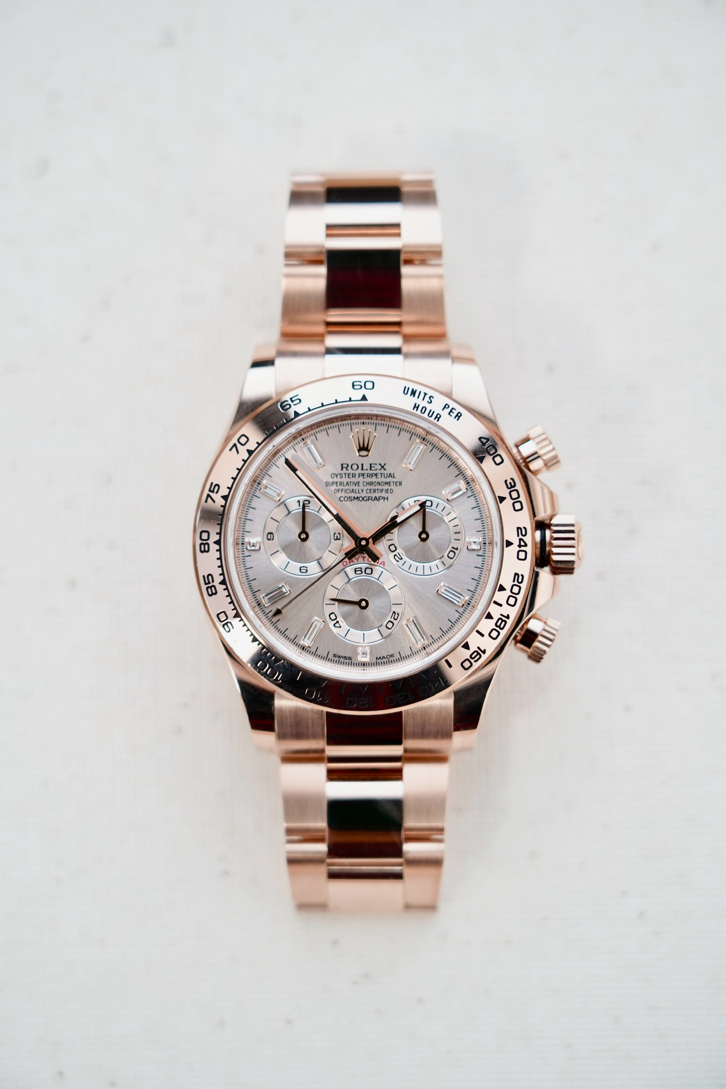 2022 Rolex Daytona 40mm Sundust Baguette Rose gold