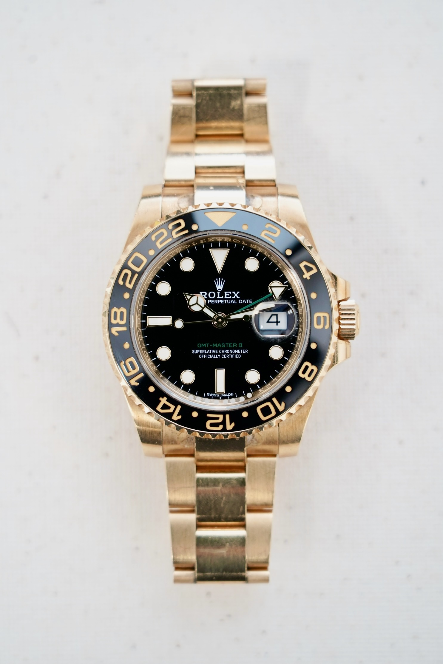 2019 ROLEX GMT MASTER II BLACK DIAL YELLOW GOLD