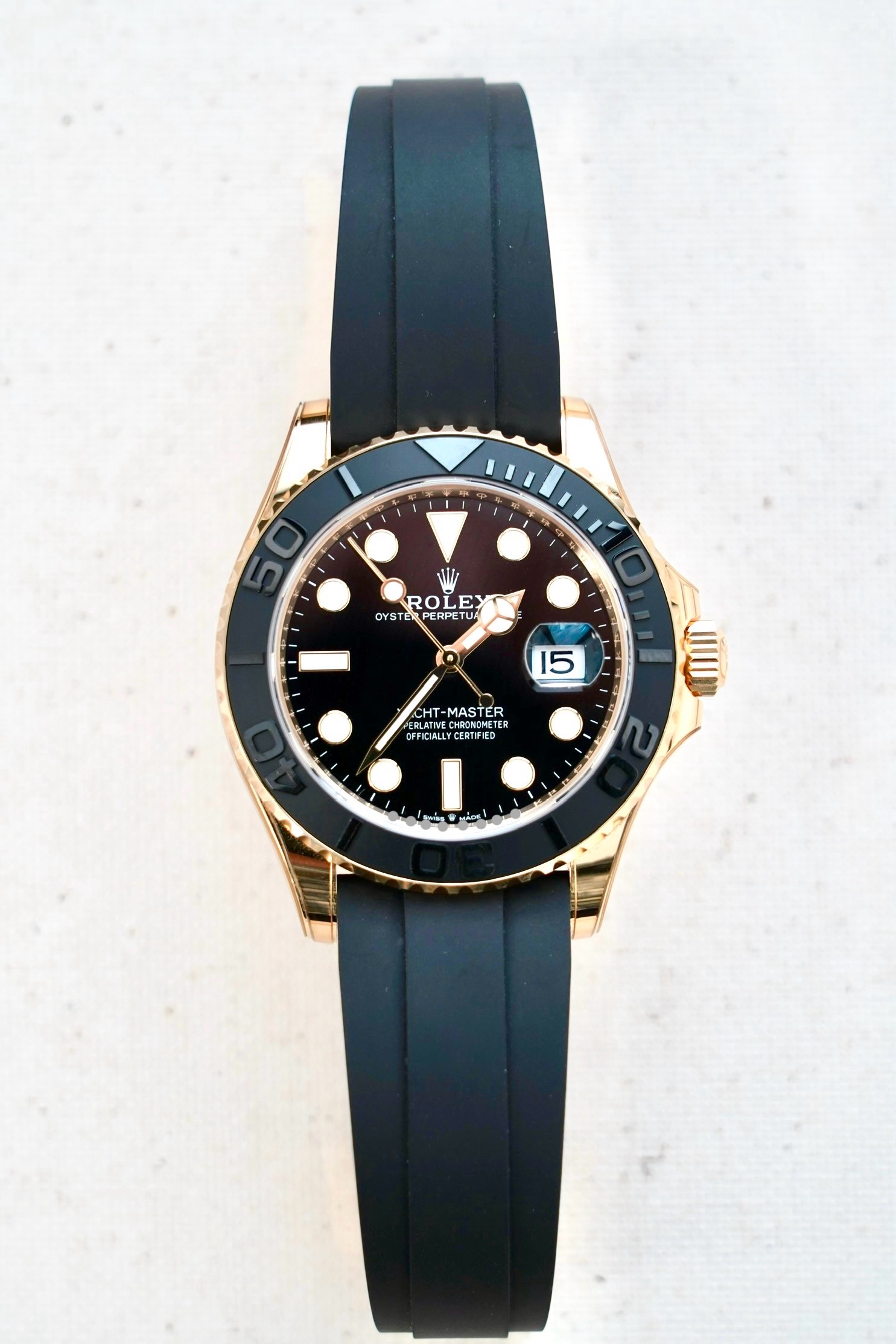 2023 Rolex Yacht Master 42mm Black dial Yellow gold Oysterflex