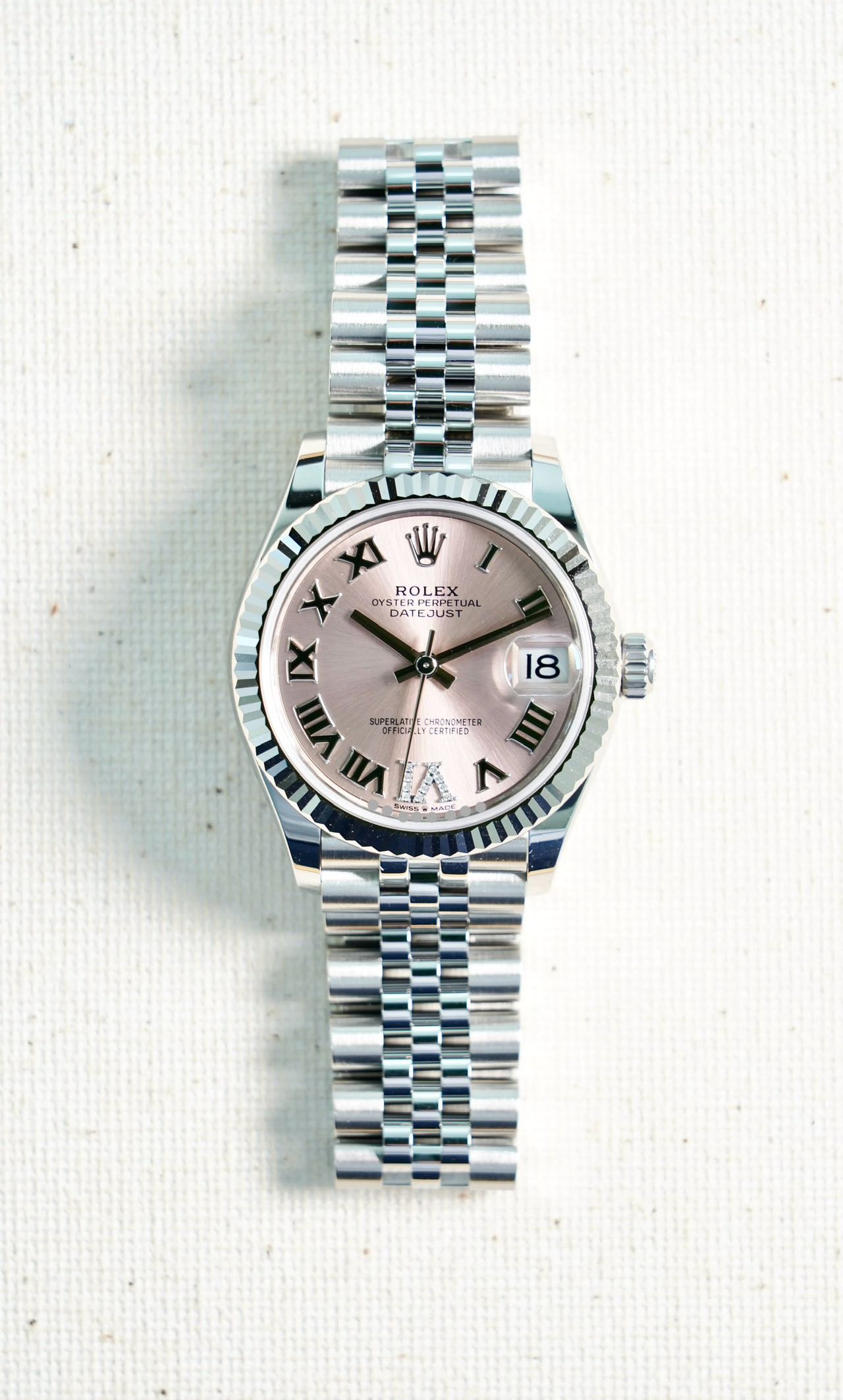2025 ROLEX DATE JUST 31MM Pink Roman fluted jubilee