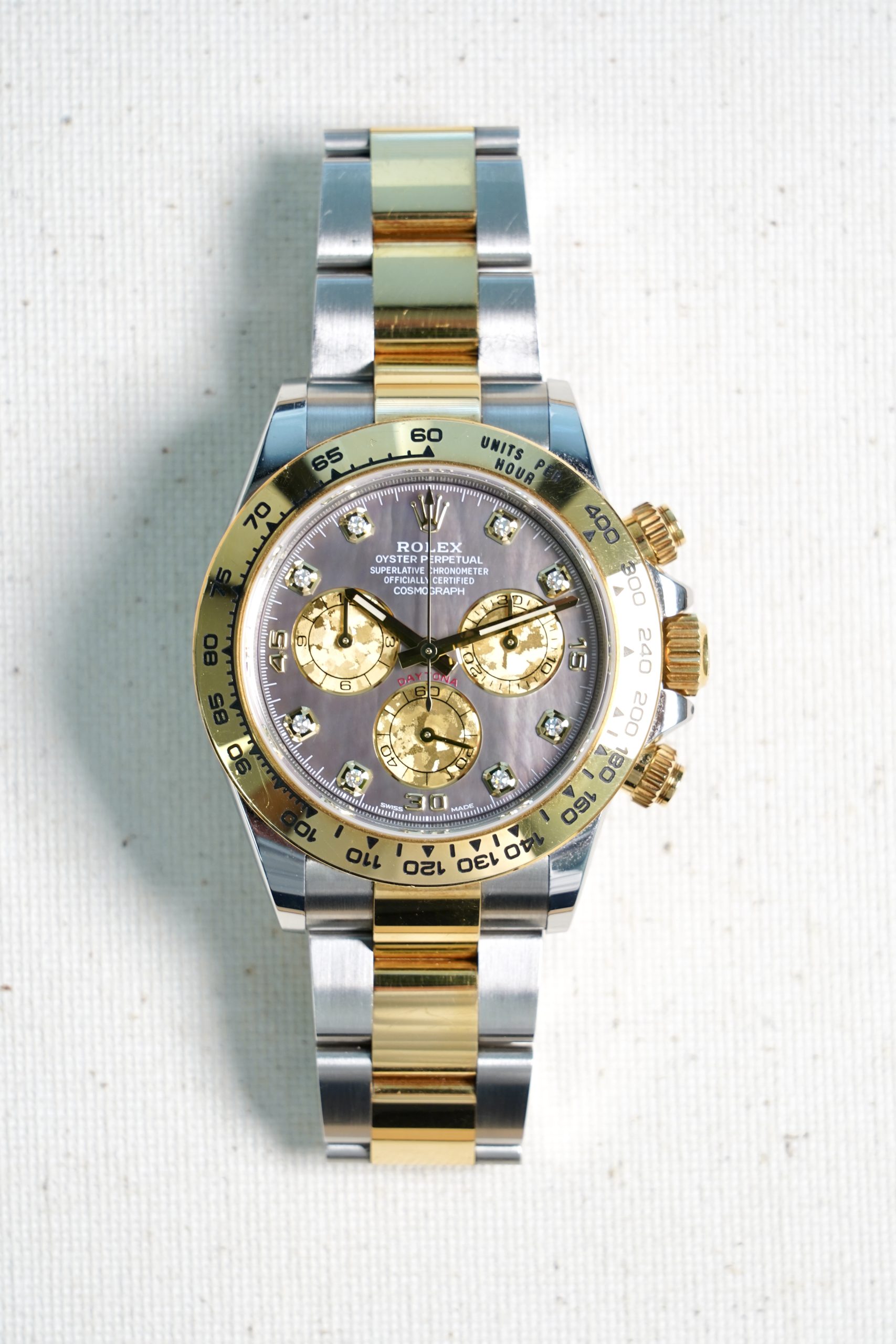 2019 ROLEX 40MM DAYTONA Black MOP diamond dial yellow gold
