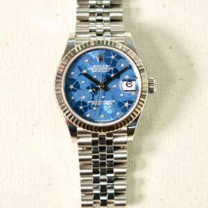 图片_20250502143420.jpg 2023 Rolex 31mm Date Just Blue floral fial Fluted Jubilee
