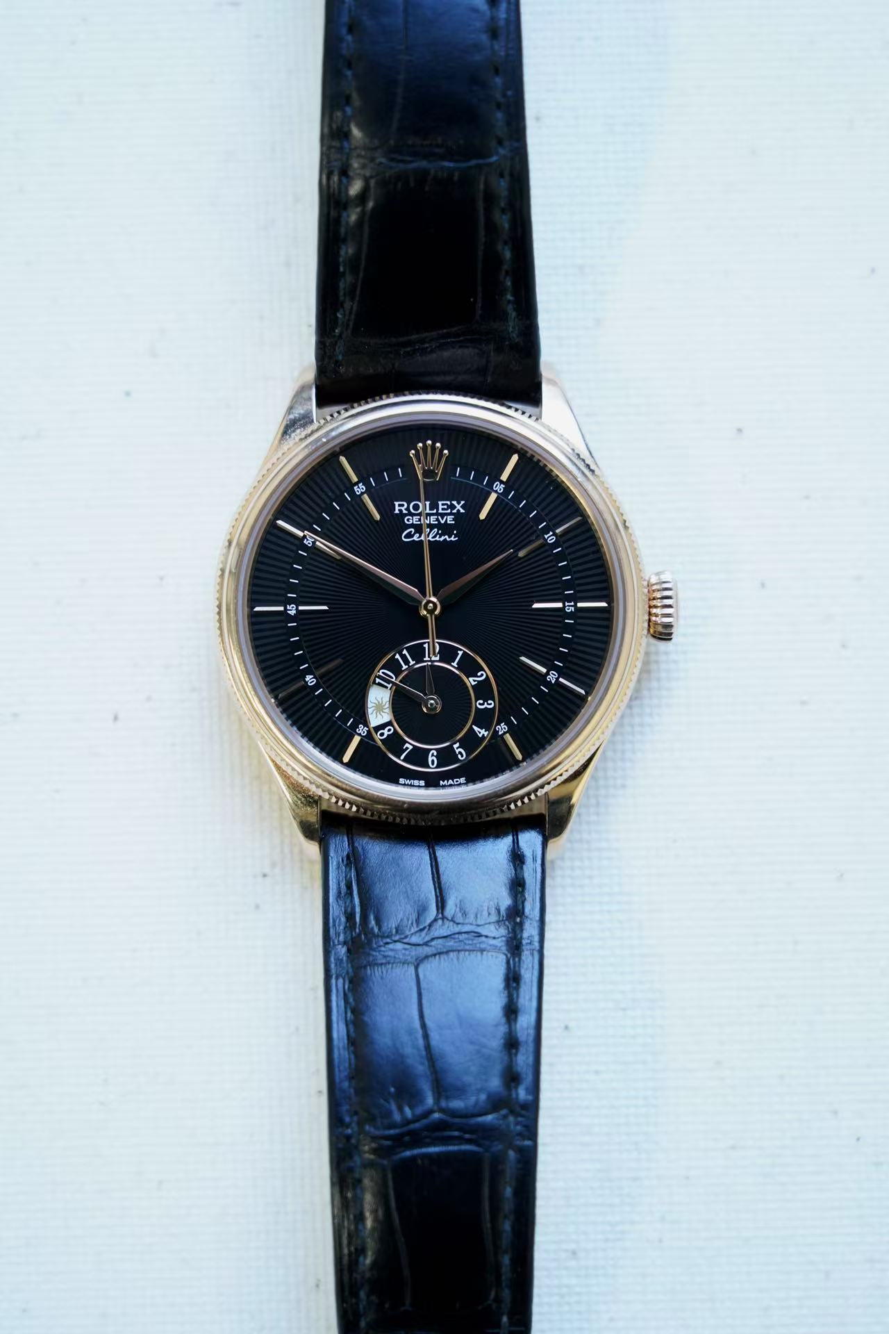 2021 Rolex Cellini Dual Time black dial rose gold