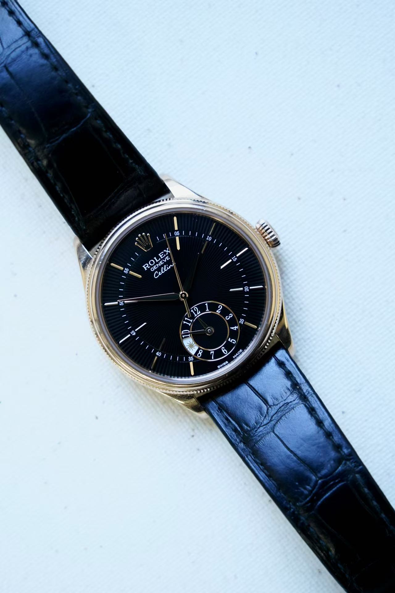2021 Rolex Cellini Dual Time black dial rose gold - Image 2