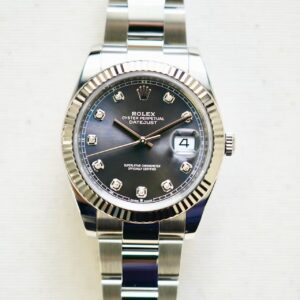 2022 ROLEX 41MM DATE JUST Slate diamond DIAL Fluted Oyster