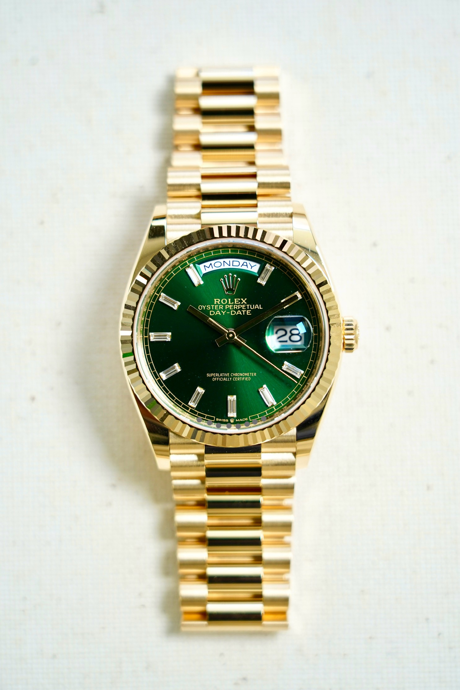 2025 ROLEX 36MM DAY-DATE GREEN baguette